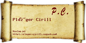 Pláger Cirill névjegykártya